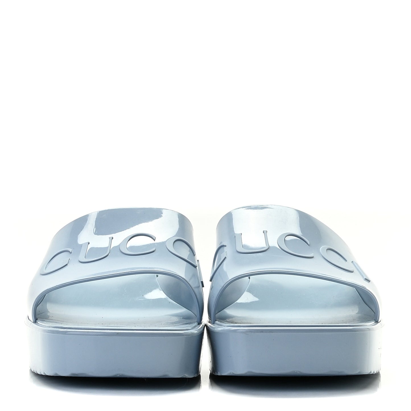 Rubber Gucci Logo Womens Platform 20/60mm Slide Sandals 38 Porcelain Light Blue