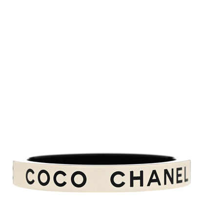 Chanel Resin Logo Bangle Bracelet Black White 5 of 5