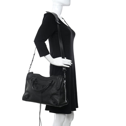 Balenciaga Shiny Grained Goatskin Black Metallic Edge City Black 3 of 8