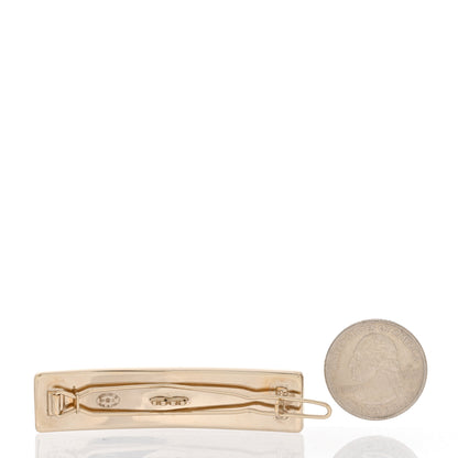Chanel Metal Crystal Logo Hair Clip Gold 2 of 4
