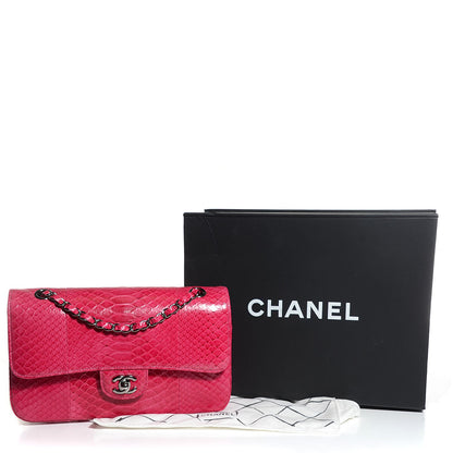 Chanel Python Medium Double Flap Dark Pink 5 of 10