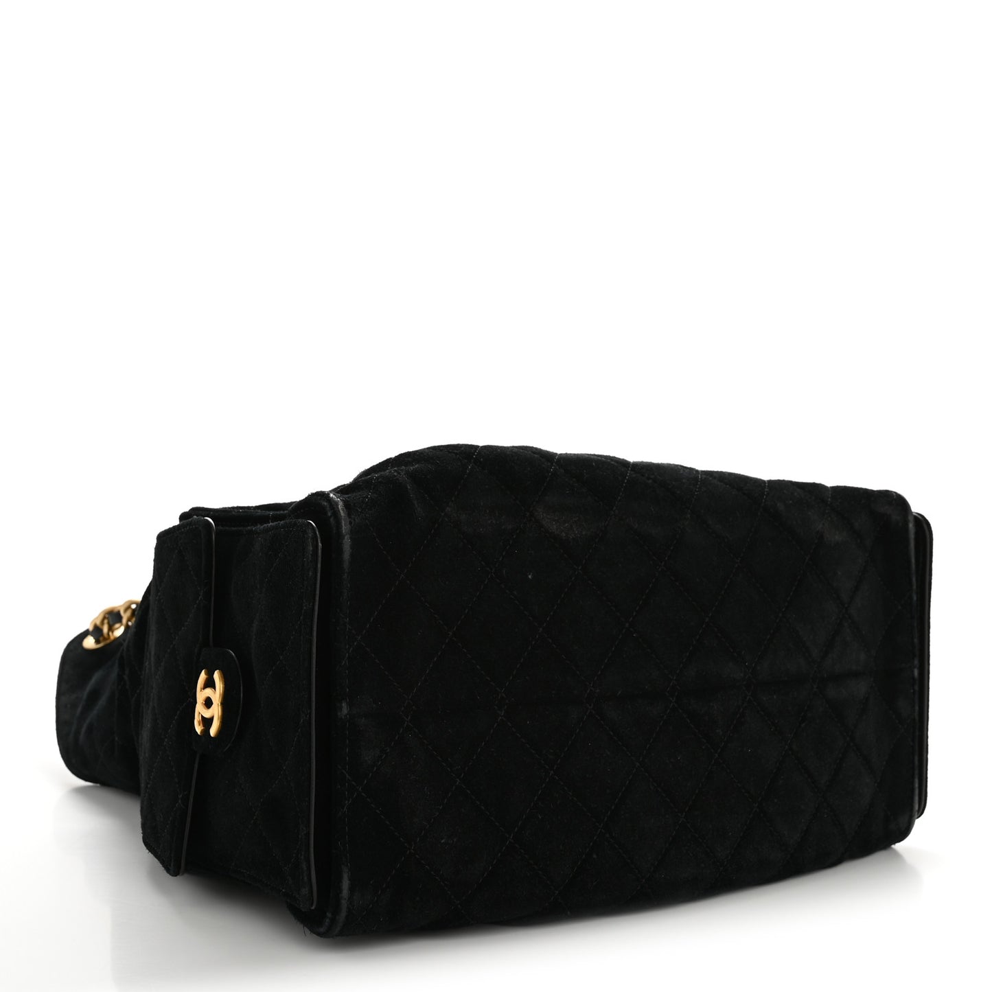 Suede Quilted Medium Chanel 25 Handbag Black