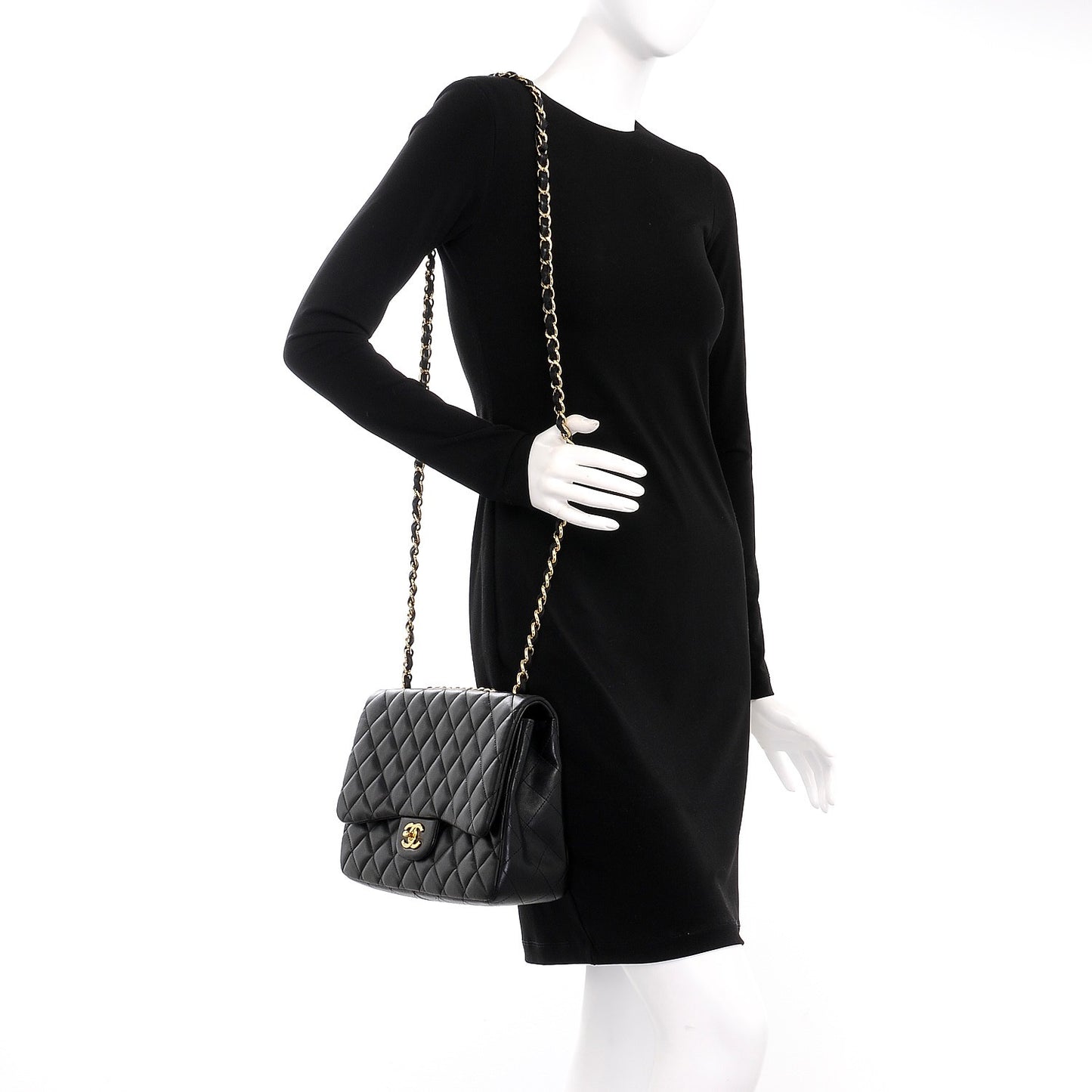 Lambskin Quilted Jumbo Single Flap Black