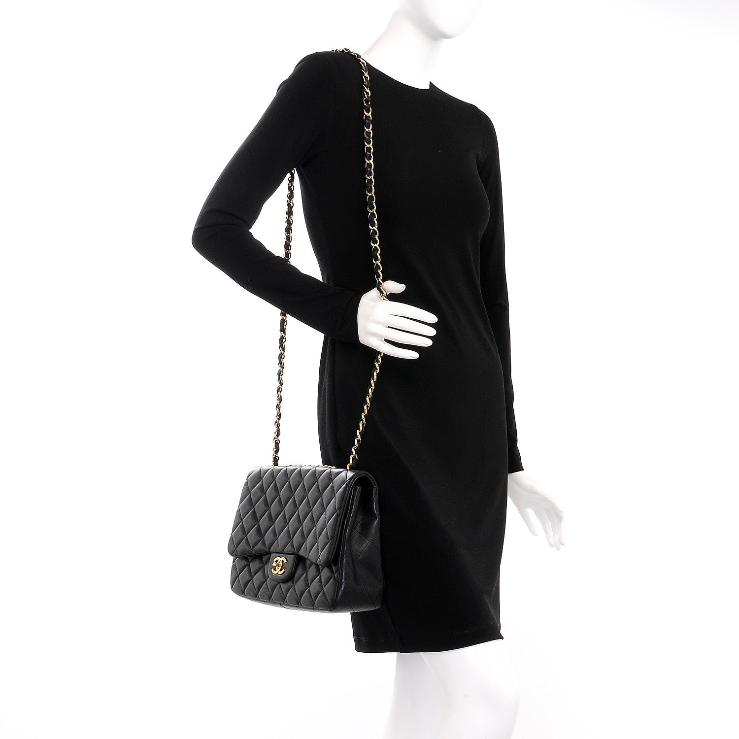 Chanel Lambskin Quilted Jumbo Single Flap Black 2 of 8