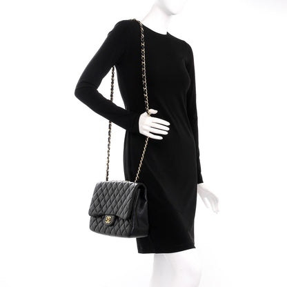 Chanel Lambskin Quilted Jumbo Single Flap Black 2 of 8