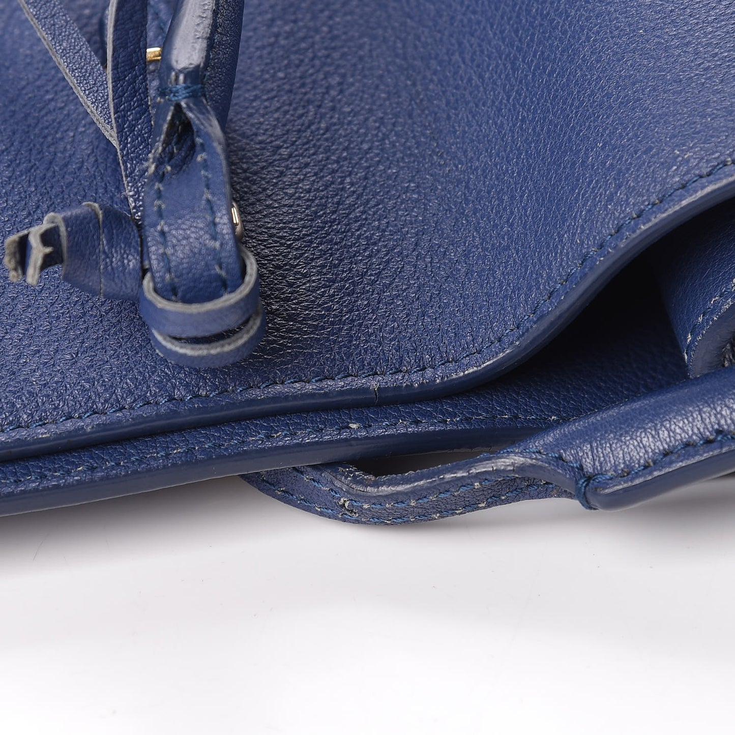 Grained Calfskin Gold Metallic Edge Hardware Papier A4 Tote Bleu