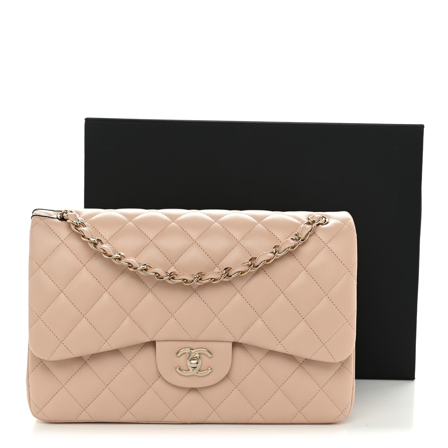 Chanel Caviar Quilted Jumbo Double Flap Light Beige 13 of 13