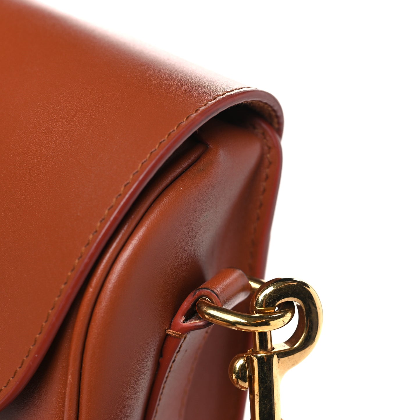 Box Calfskin Medium Bobby Flap Dark Tan