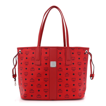 MCM Visetos Medium Liz Reversible Shopper Tote Candy Red 3 of 15