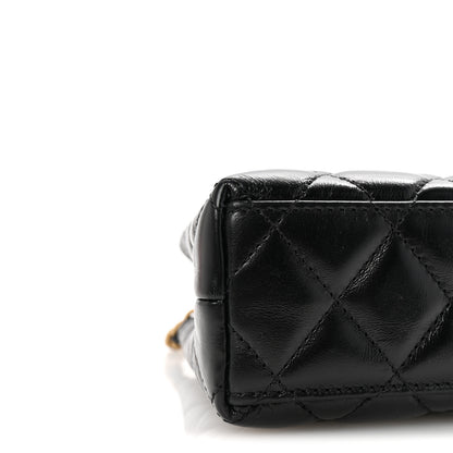 Chanel Shiny Aged Calfskin Quilted Nano Kelly Shopper Black 9 of 10