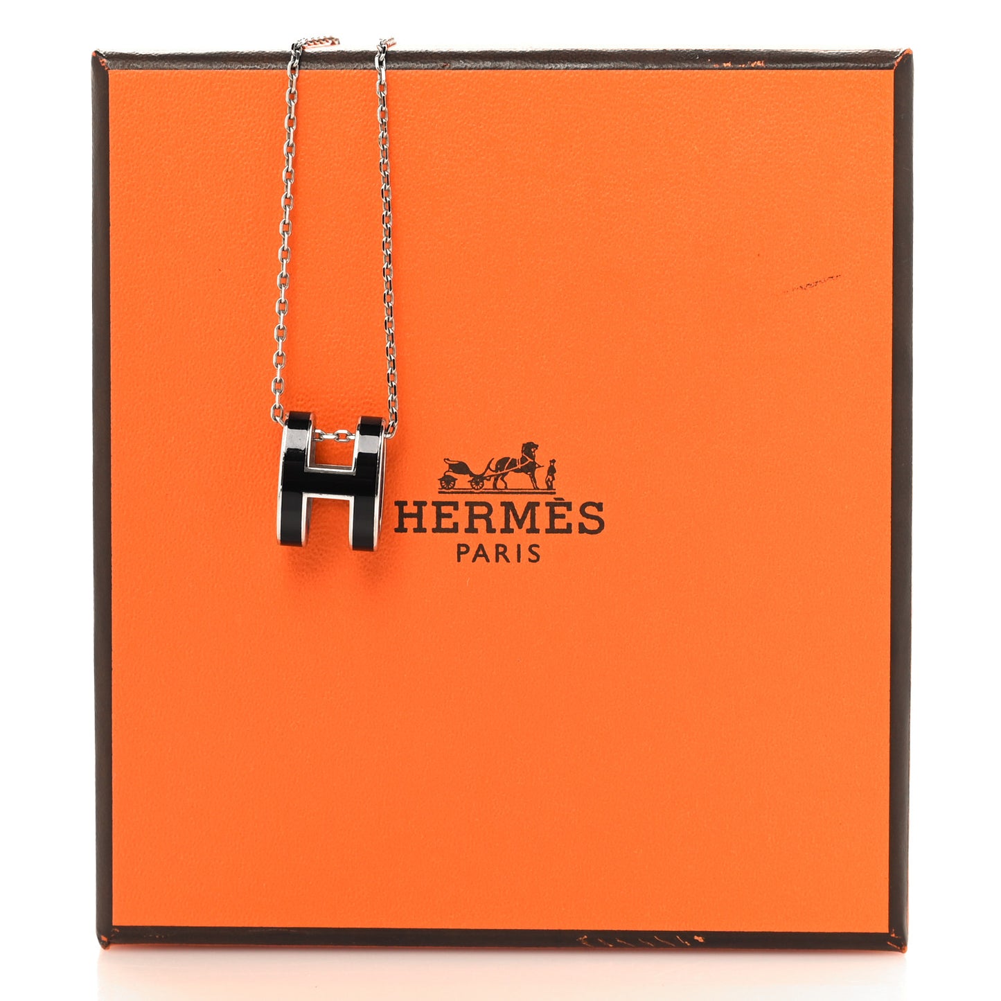 Lacquered Palladium Pop H Pendant Necklace Black