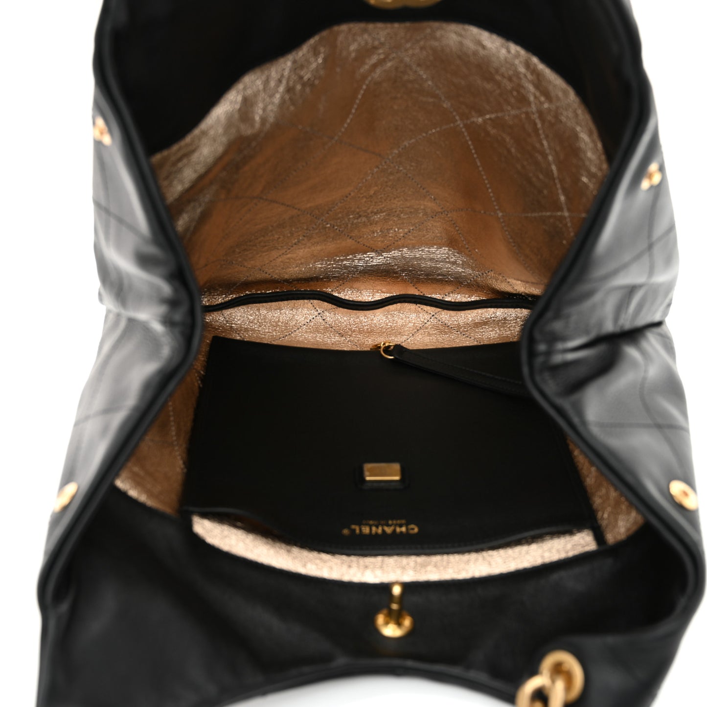 Calfskin Quilted Maxi Chain Hobo Black