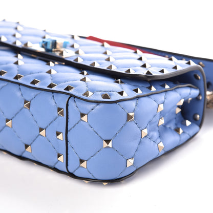 Valentino Garavani Lambskin Small Rockstud Spike Shoulder Bag Blue 7 of 7