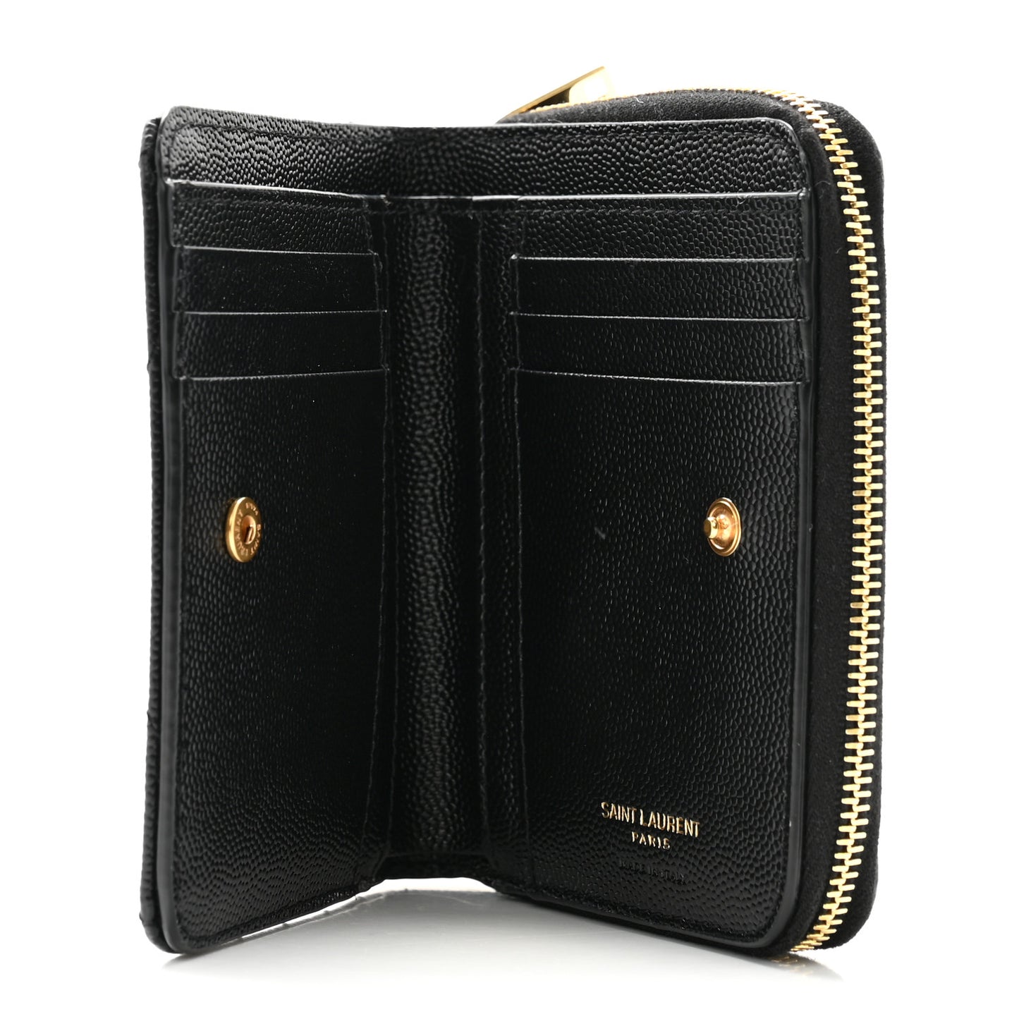Grain De Poudre Matelasse Chevron Monogram Compact Zip Around Wallet Black