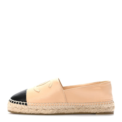 Chanel Lambskin CC Espadrilles 37 Beige Black 1 of 7