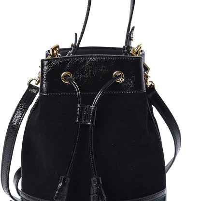 Gucci Suede Patent Web Small Ophidia Bucket Bag Black 7 of 9