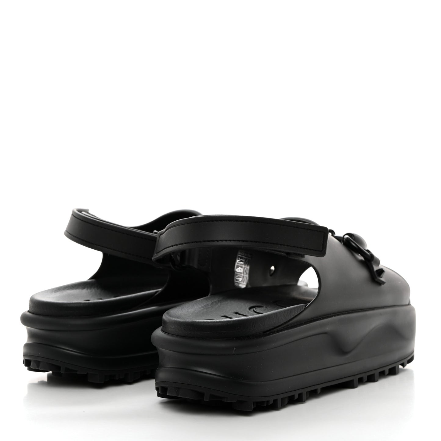 Soft Rubber Horsebit Touch Womens Strapped Sandals 40 Black