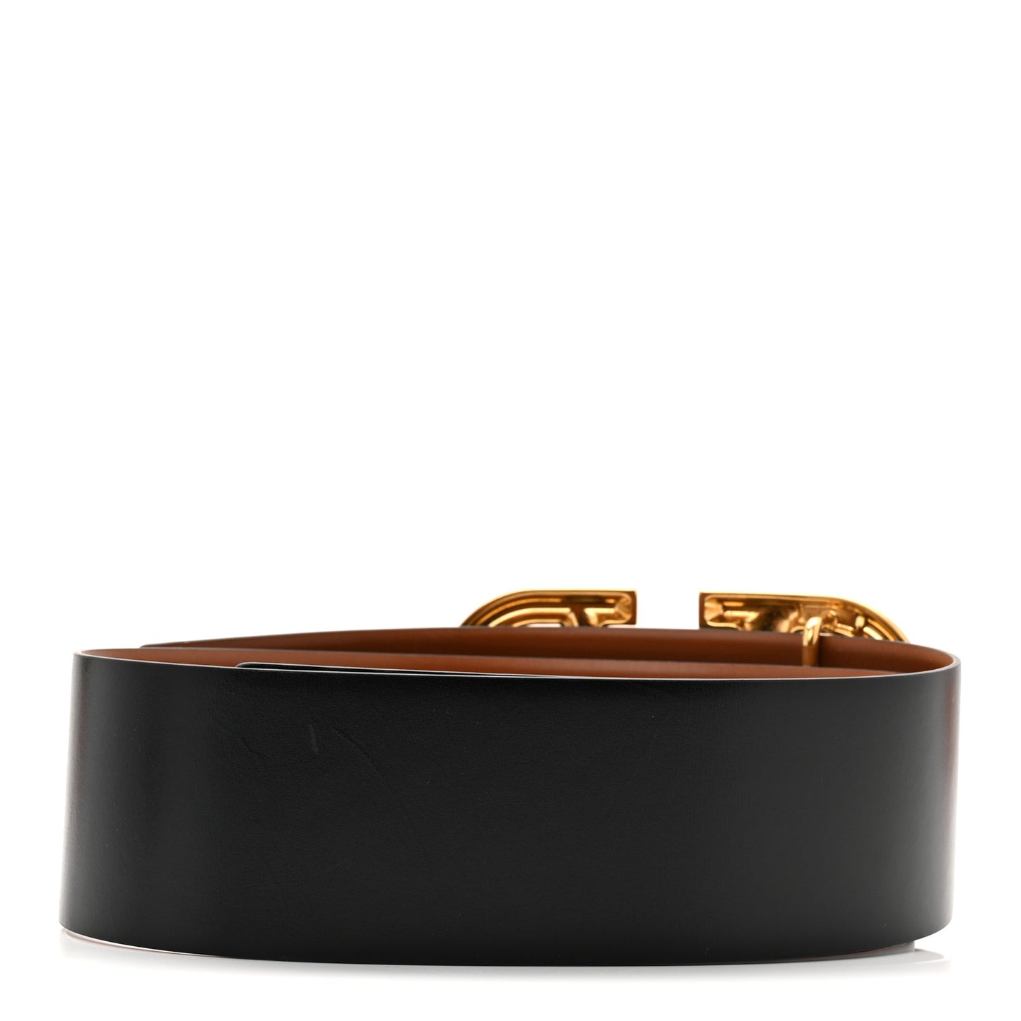 Glossy Calfskin VLogo Reversible 70mm Belt 80 32 Saddle Brown Black