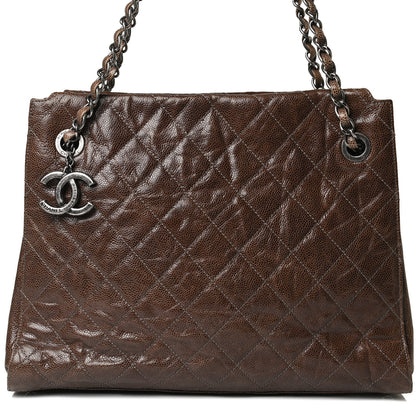Chanel Crumpled Grained Calfskin CC Crave Tote Brown 8 of 16