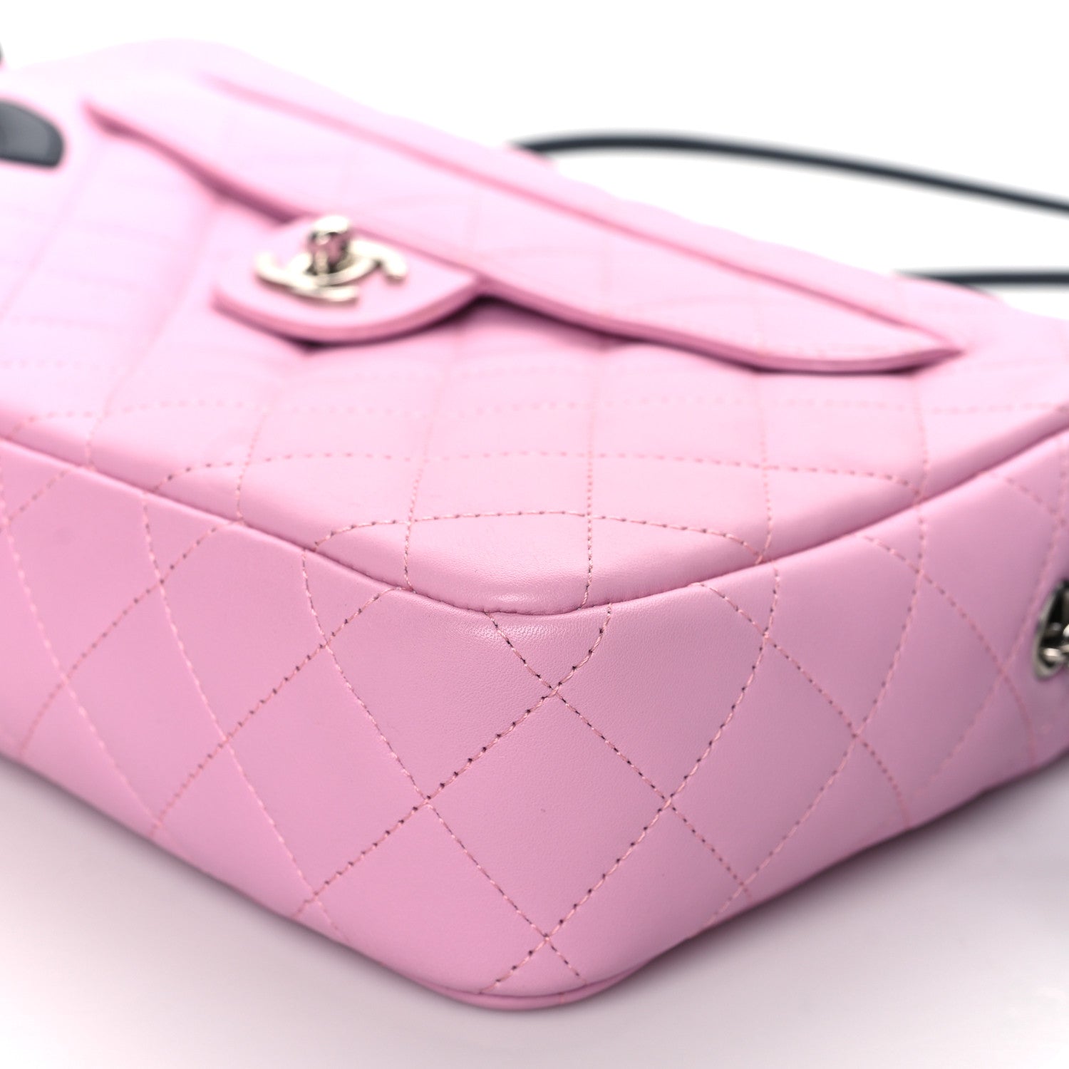 Chanel Calfskin Quilted Cambon Camera Case Pink Black 10 of 12