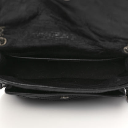 Saint Laurent Crinkled Calfskin Matelasse Monogram Baby Niki Chain Satchel Black 5 of 6