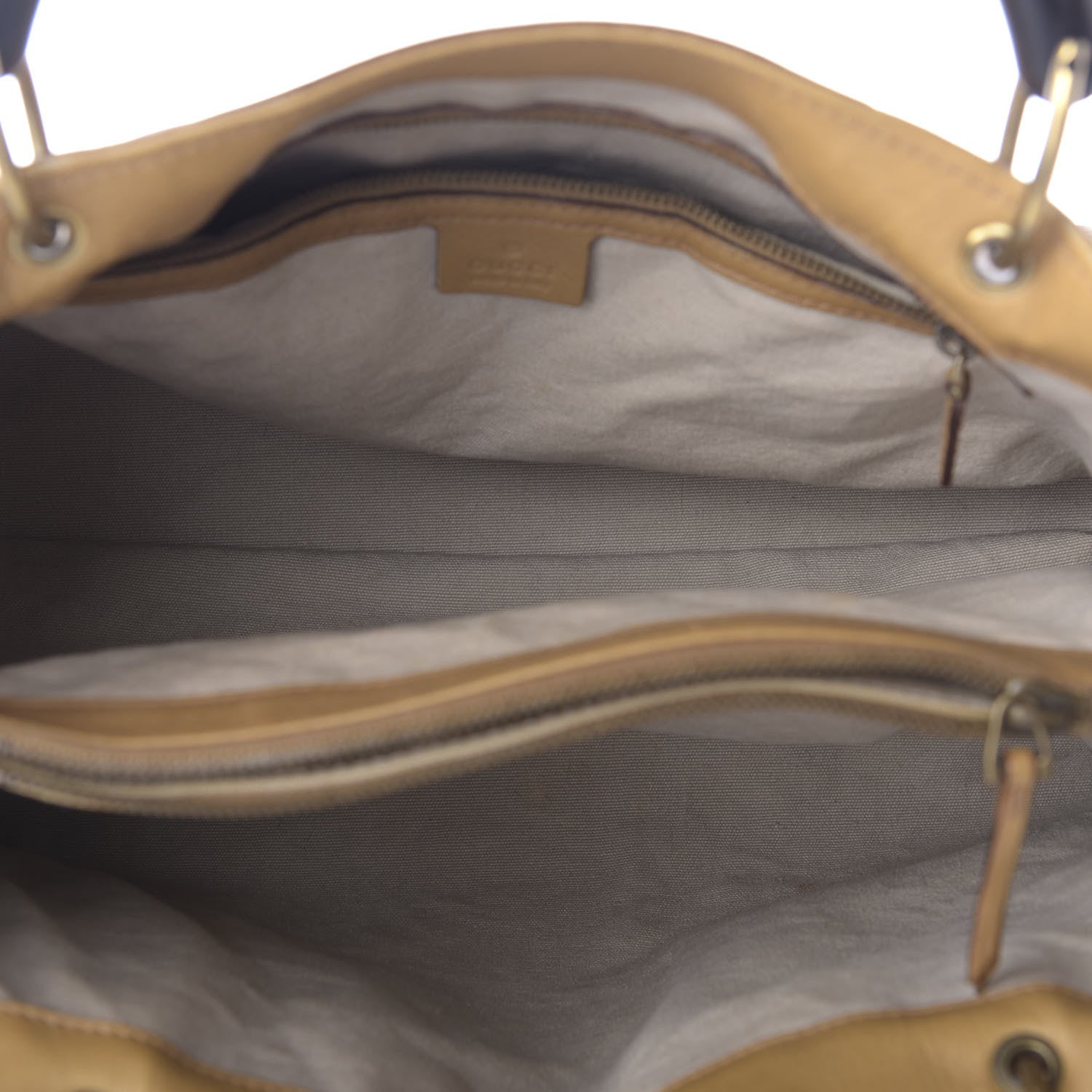 Gucci Calfskin Bamboo Handle Tote Tan 6 of 17