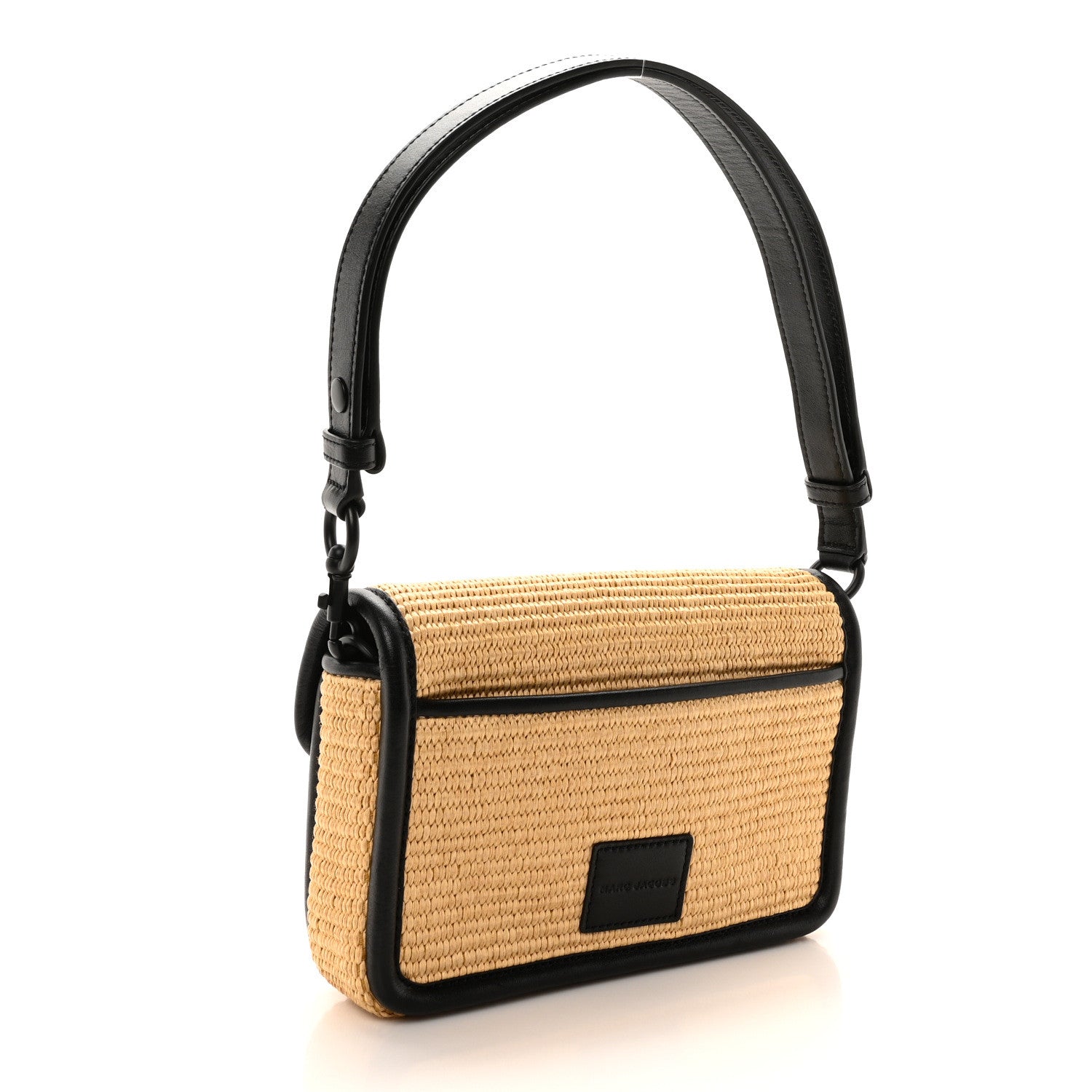 Marc Jacobs Calfskin Woven Straw J Marc Shoulder Bag Beige 3 of 9