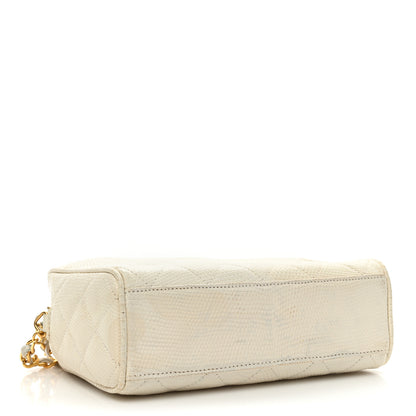 Chanel Lizard Diamond Quilted Tassel Camera Case White 4 of 21
