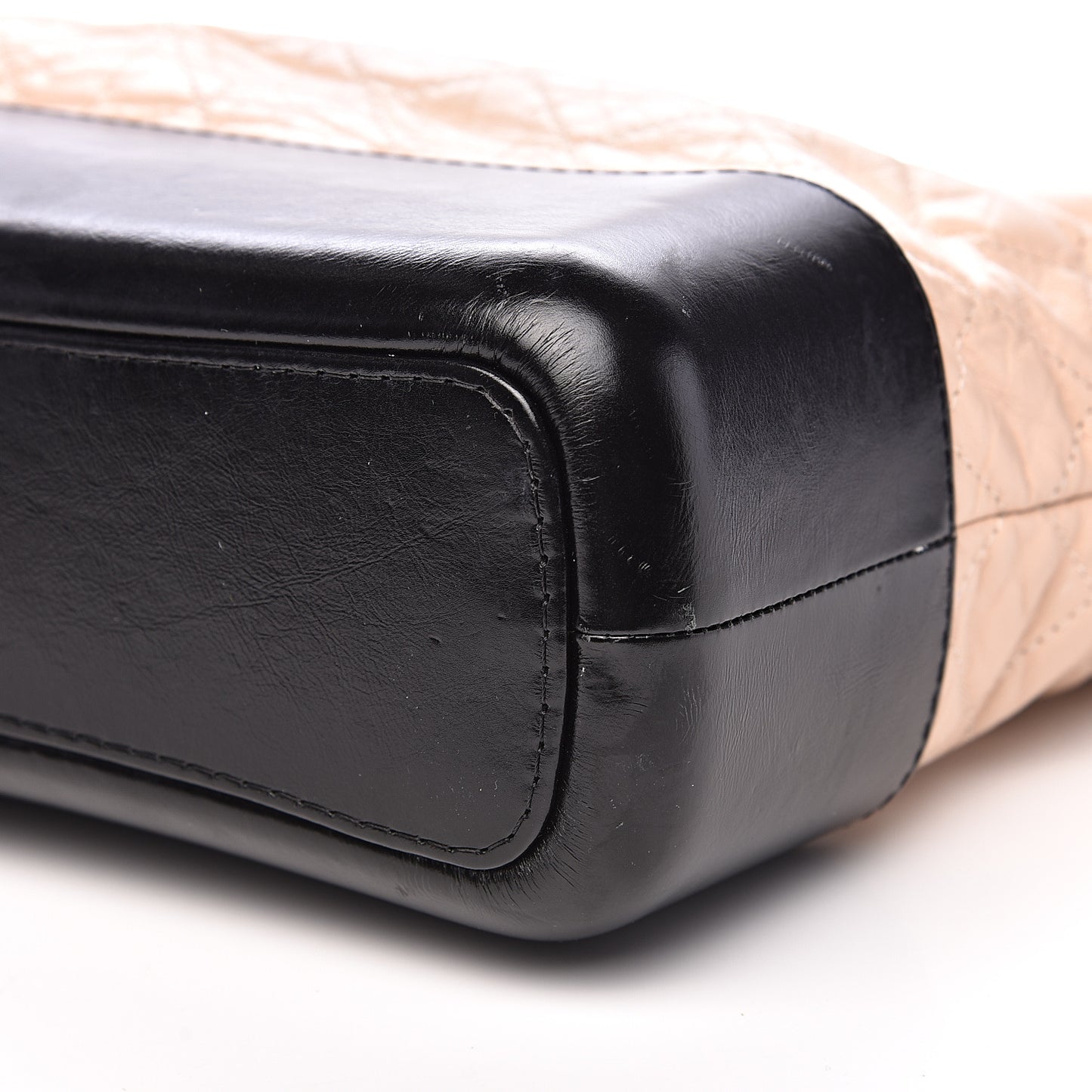 Aged Calfskin Quilted Medium Gabrielle Hobo Beige Black