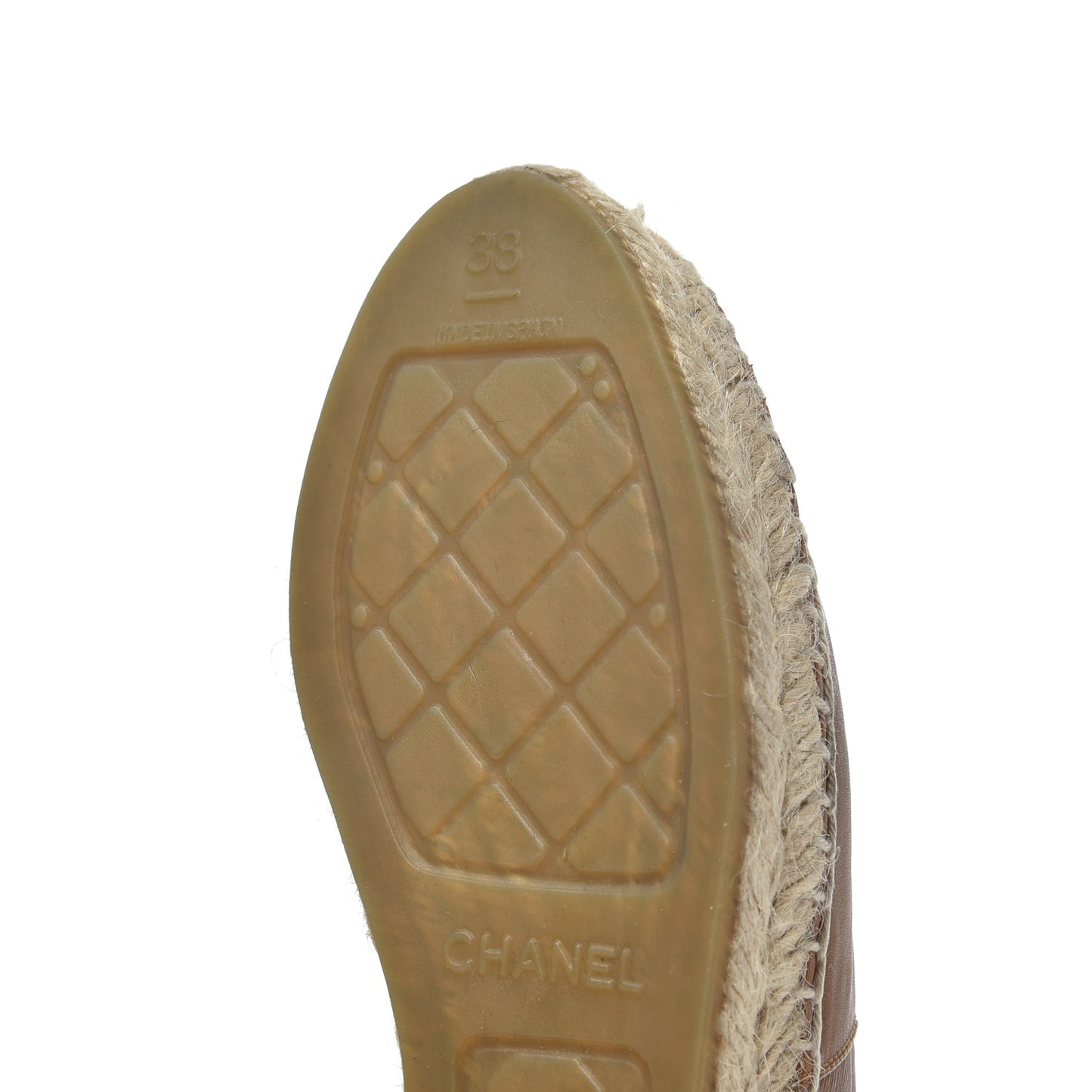 Calfskin CC Espadrilles 38 Light Brown