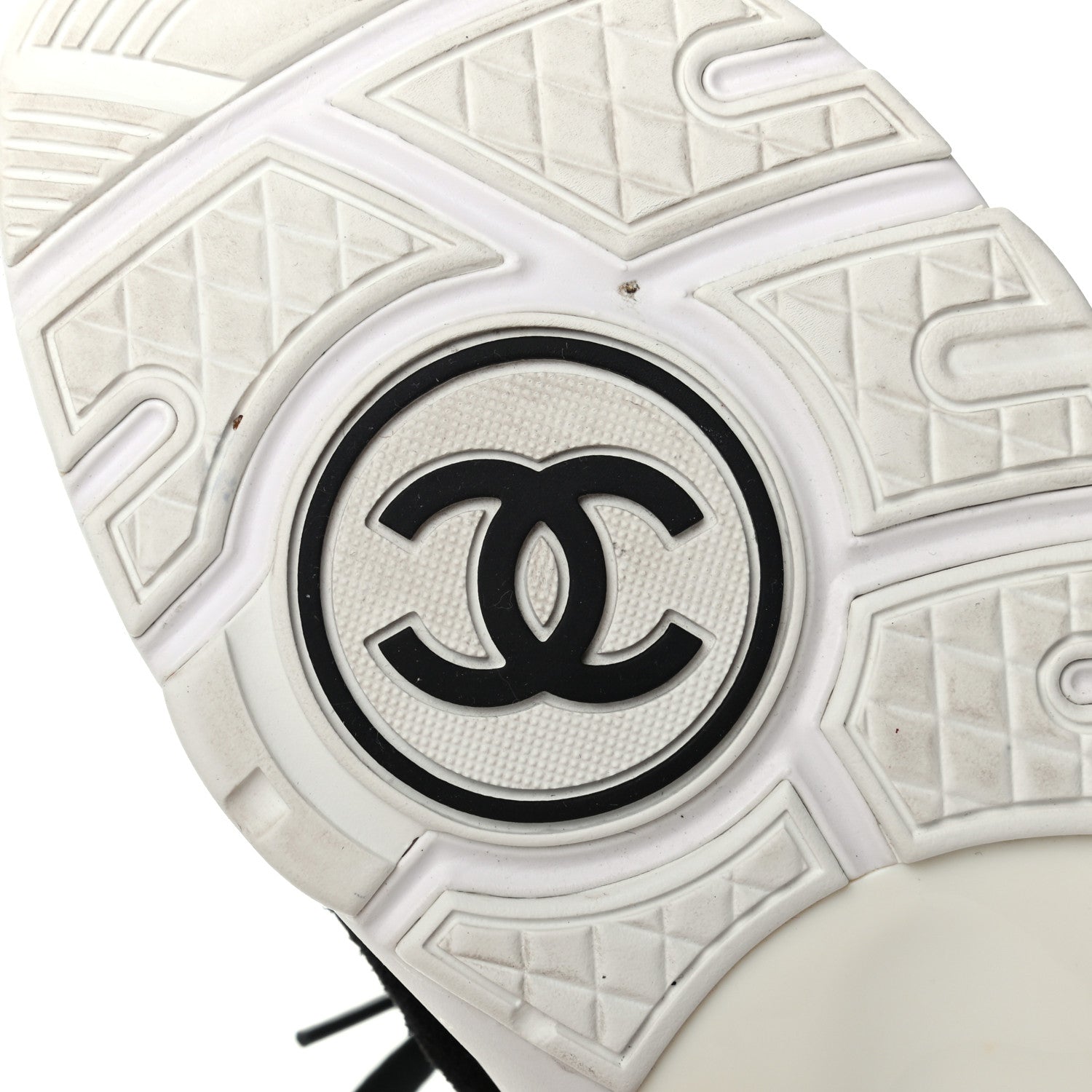 Chanel Nylon Calfskin Suede CC Womens Sneakers 38 Black White 6 of 8