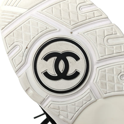 Chanel Nylon Calfskin Suede CC Womens Sneakers 38 Black White 6 of 8