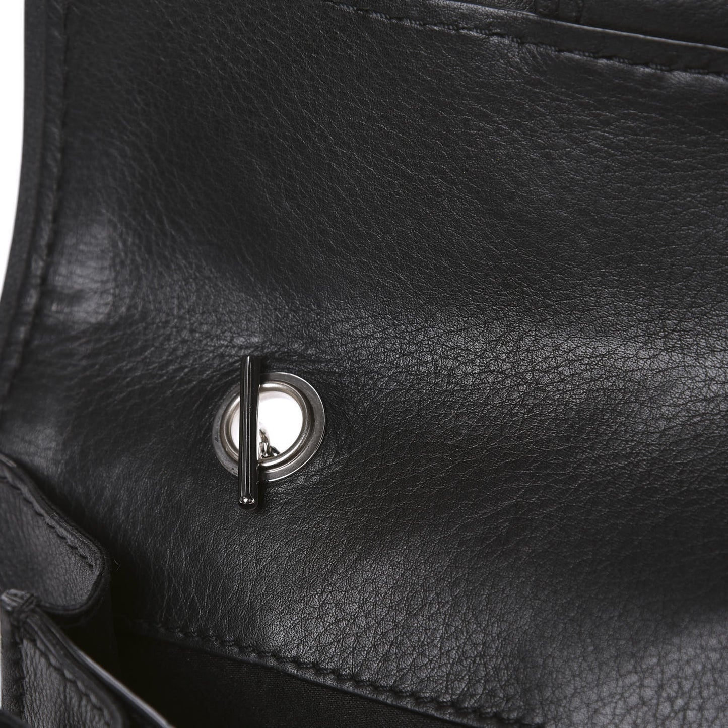 Calfskin Stitched Clutch Flap Black