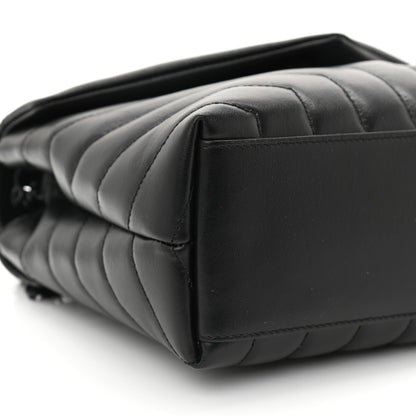 Saint Laurent Calfskin Y Quilted Monogram Monochrome Small Loulou Chain Satchel Black 8 of 9