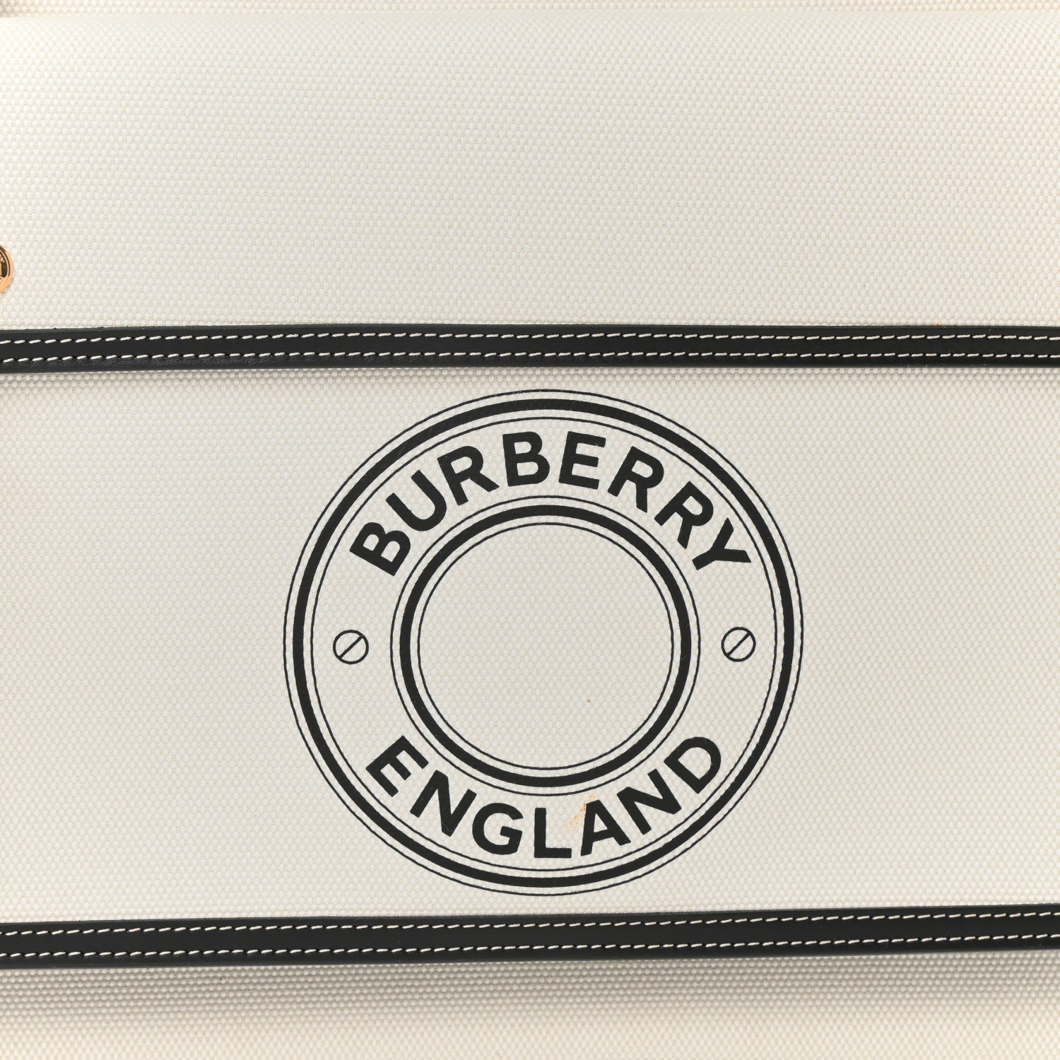 Burberry Canvas Smooth Calfskin Two Tone Medium Pocket Bag Natural Black 8 of 10