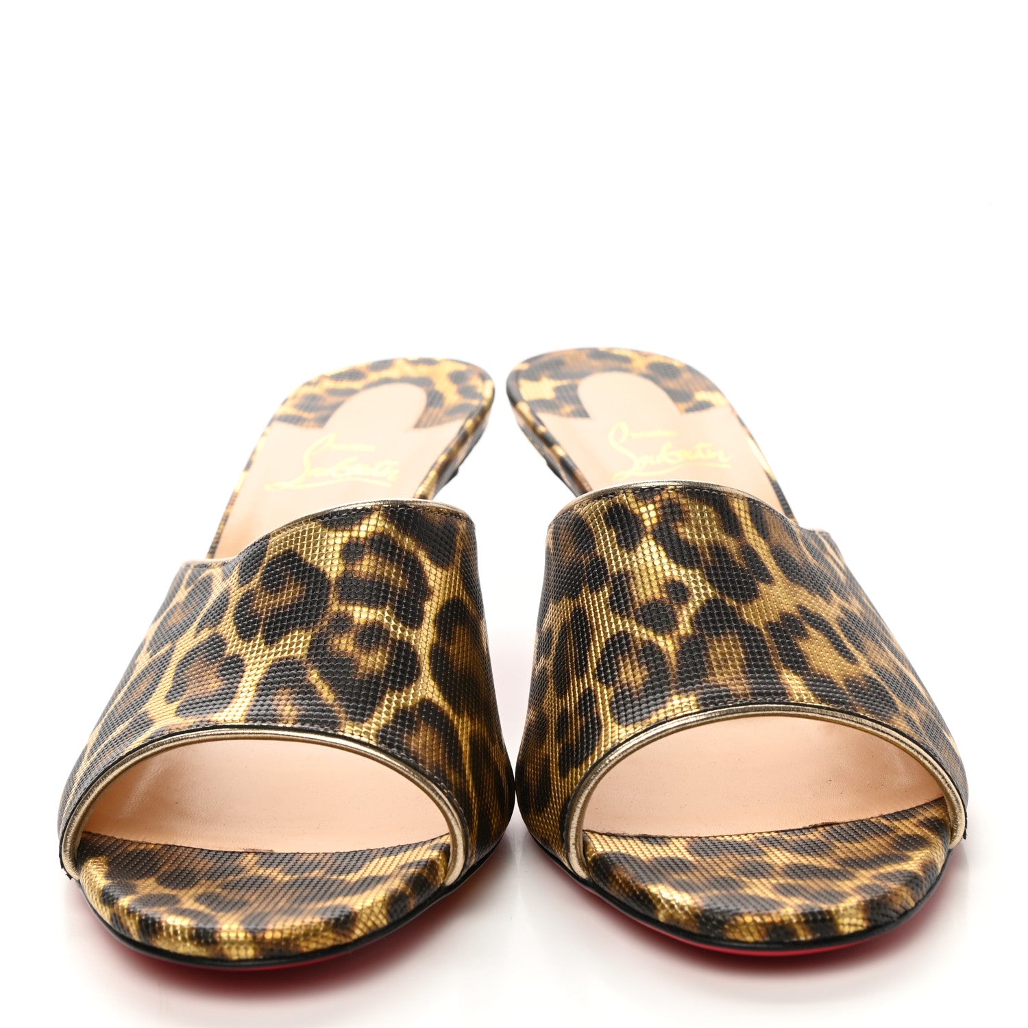 Christian Louboutin Metallic Calfskin Coins Leopard Print East 55 Mule 41 Gold 2 of 8