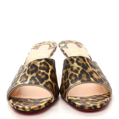 Christian Louboutin Metallic Calfskin Coins Leopard Print East 55 Mule 41 Gold 2 of 8