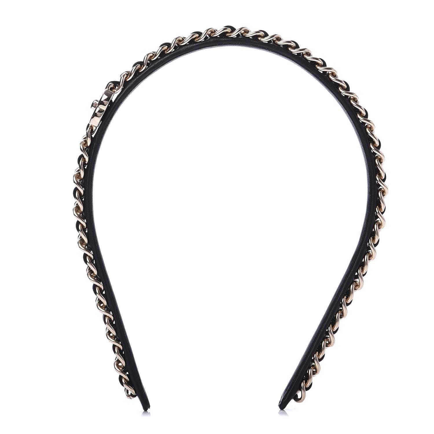 Chanel Metal Lambskin CC Turnlock Chain Headband Gold Black 1 of 6