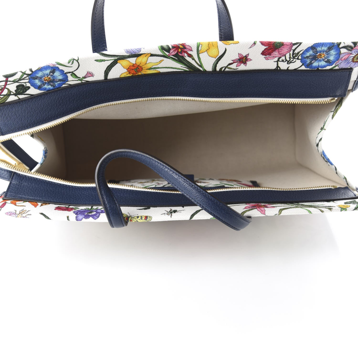 Gucci Canvas Large Flora Tote Navy Multicolor 5 of 10