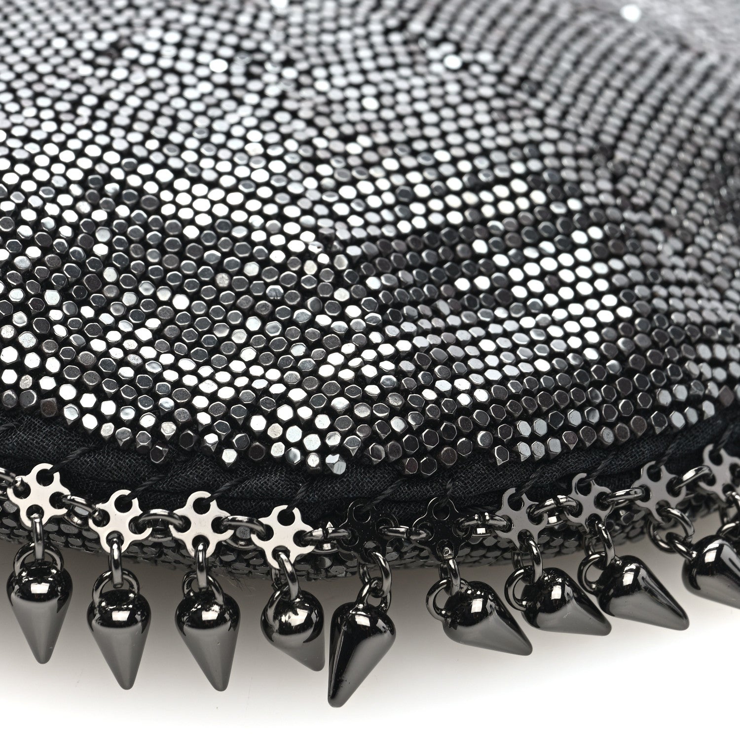 Saint Laurent Satin Mesh Studded Mini Heart Bag Dark Rutenio 9 of 10