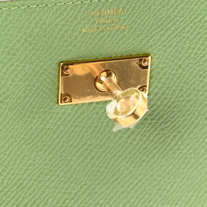 Hermes Epsom Verso Kelly Wallet To Go  Vert Criquet Bleu Brume 7 of 11