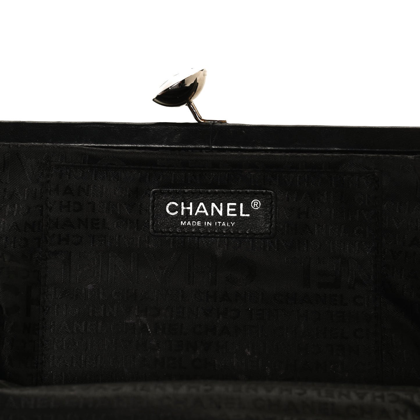 Lambskin Kiss Lock Frame Bag Black