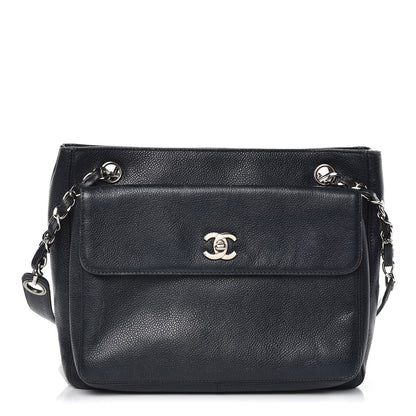 Chanel Caviar Flap Shoulder Bag Navy 1 of 11