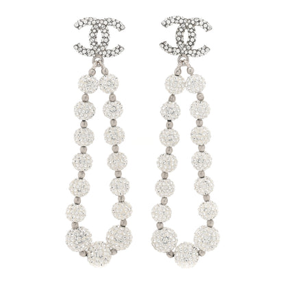 Chanel Crystal CC Ball Drop Earrings Silver 1 of 5
