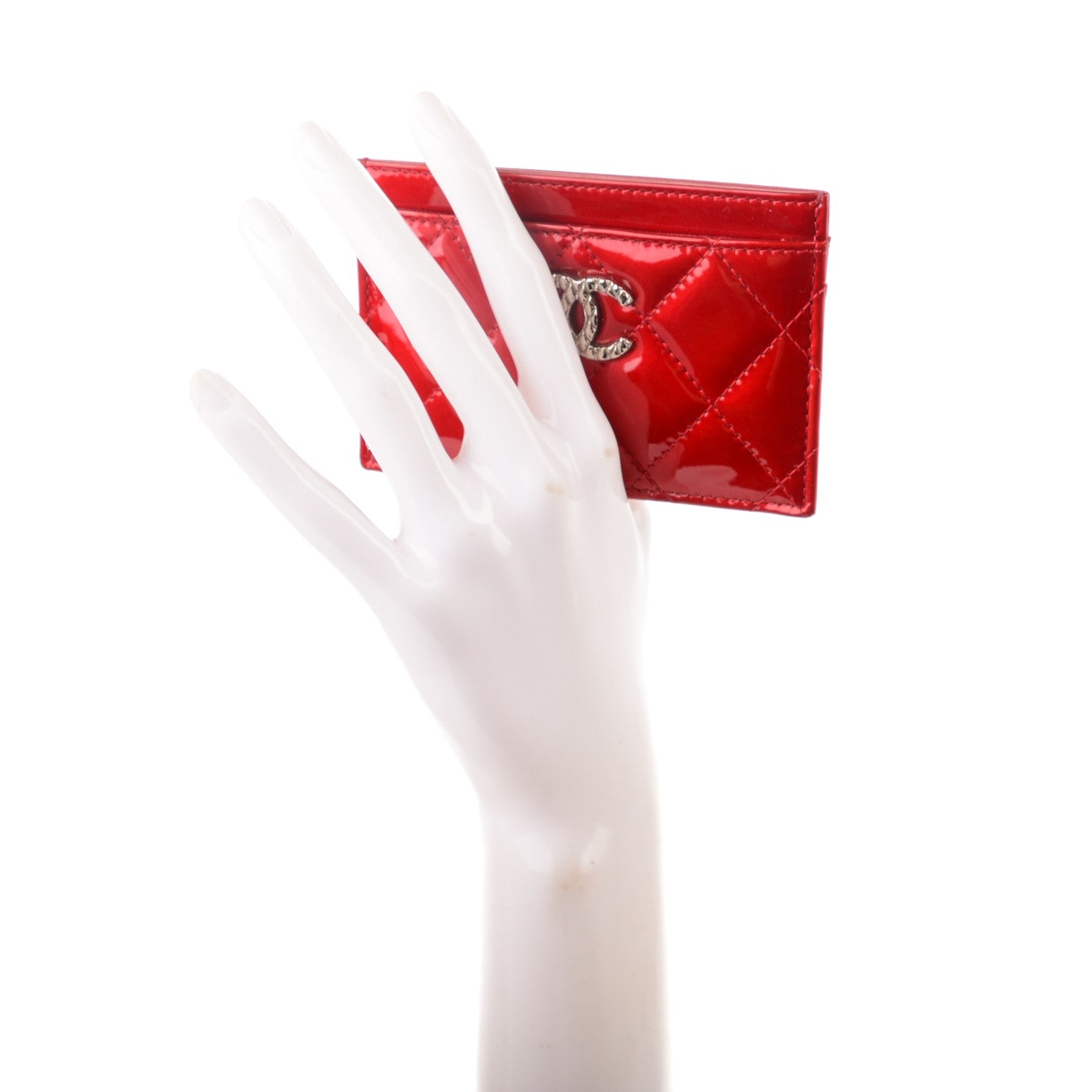 Chanel Patent Quilted Brilliant Card Holder Red 2 of 8