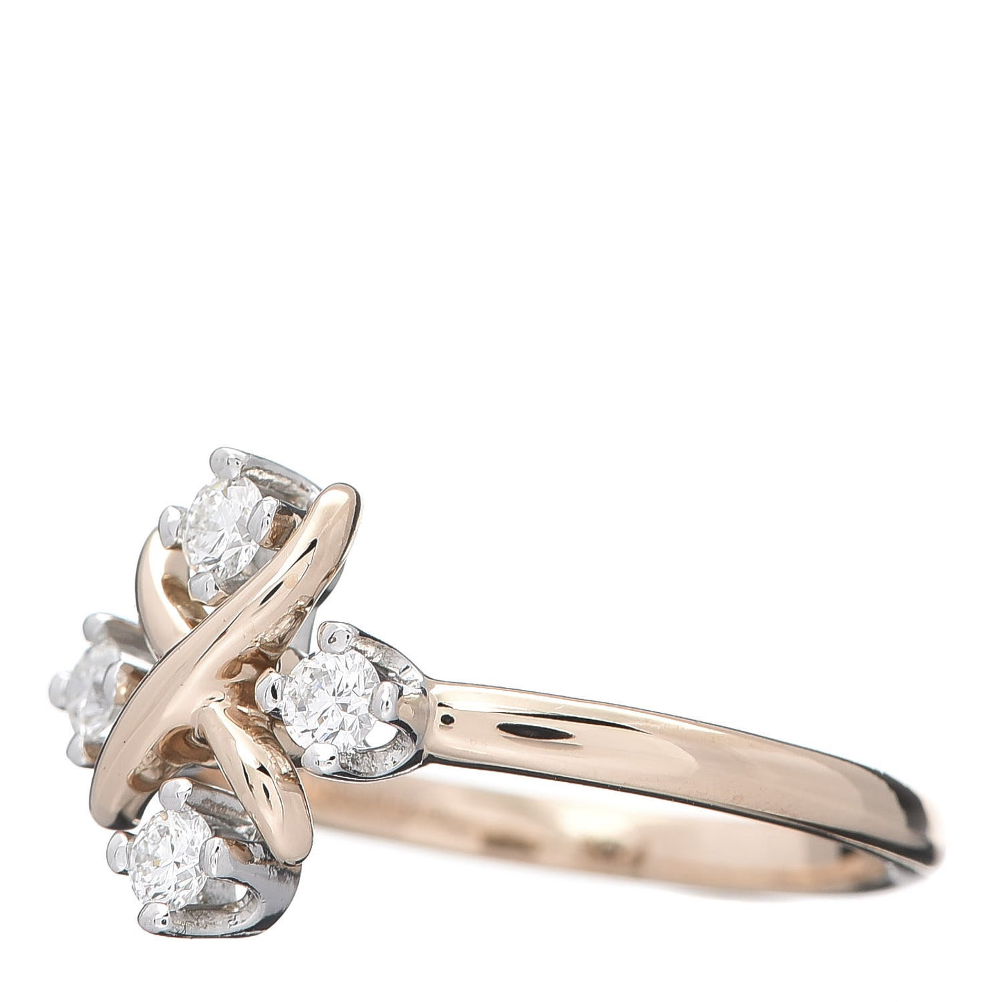 18K Rose Gold Platinum Diamond Schlumberger Lynn Ring 52 6