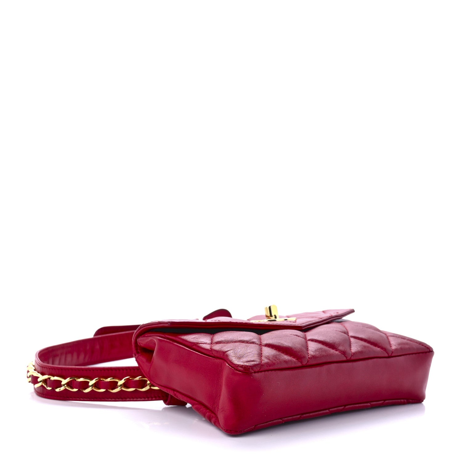 Chanel Lambskin Quilted Flap Waist Belt Bag 75 30 Red 4 of 14