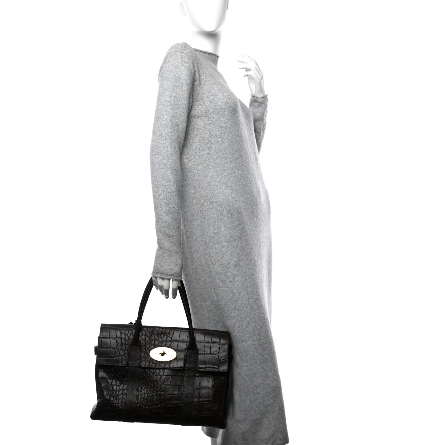 Calfskin Crocodile Embossed Bayswater Brown