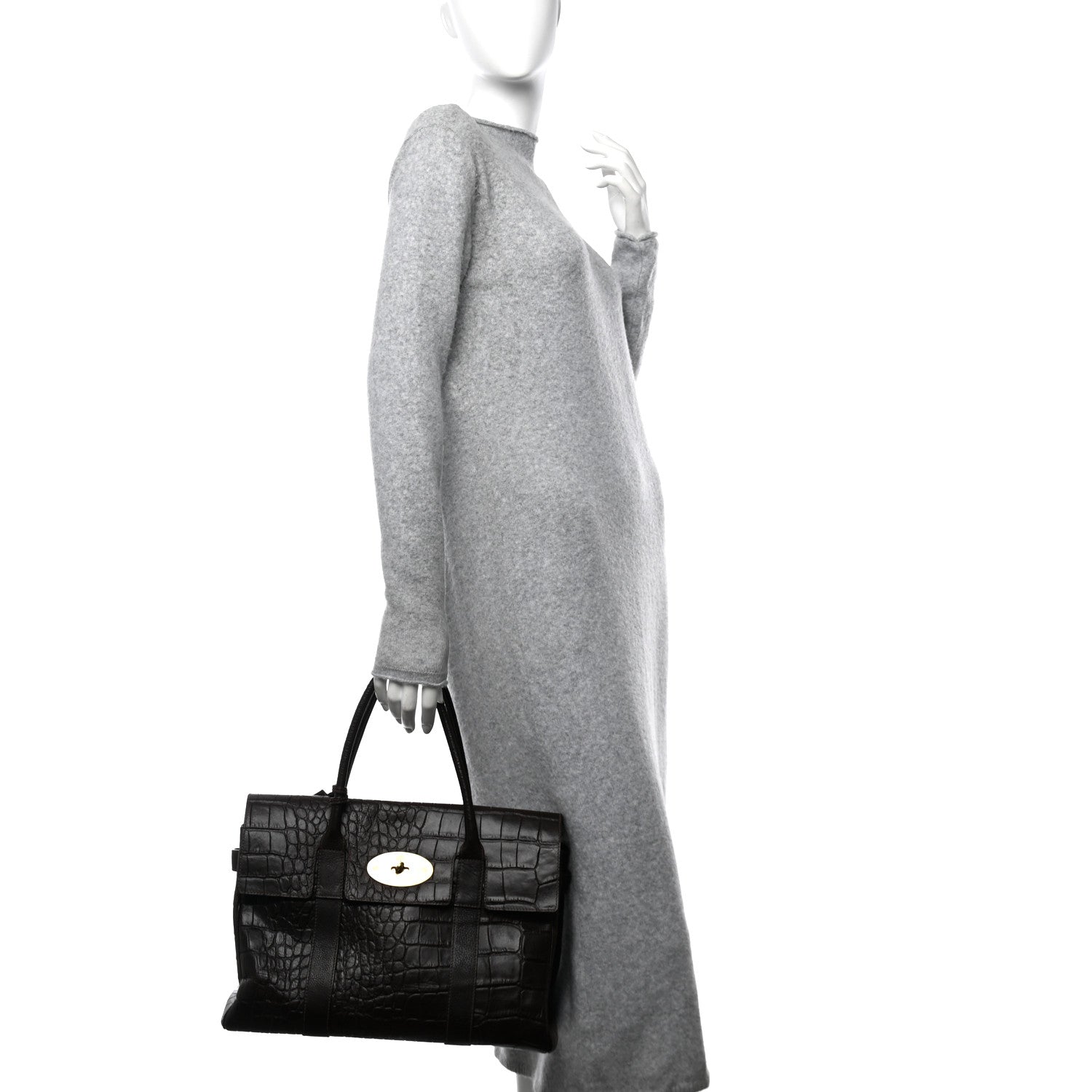 Mulberry Calfskin Crocodile Embossed Bayswater Brown 2 of 12