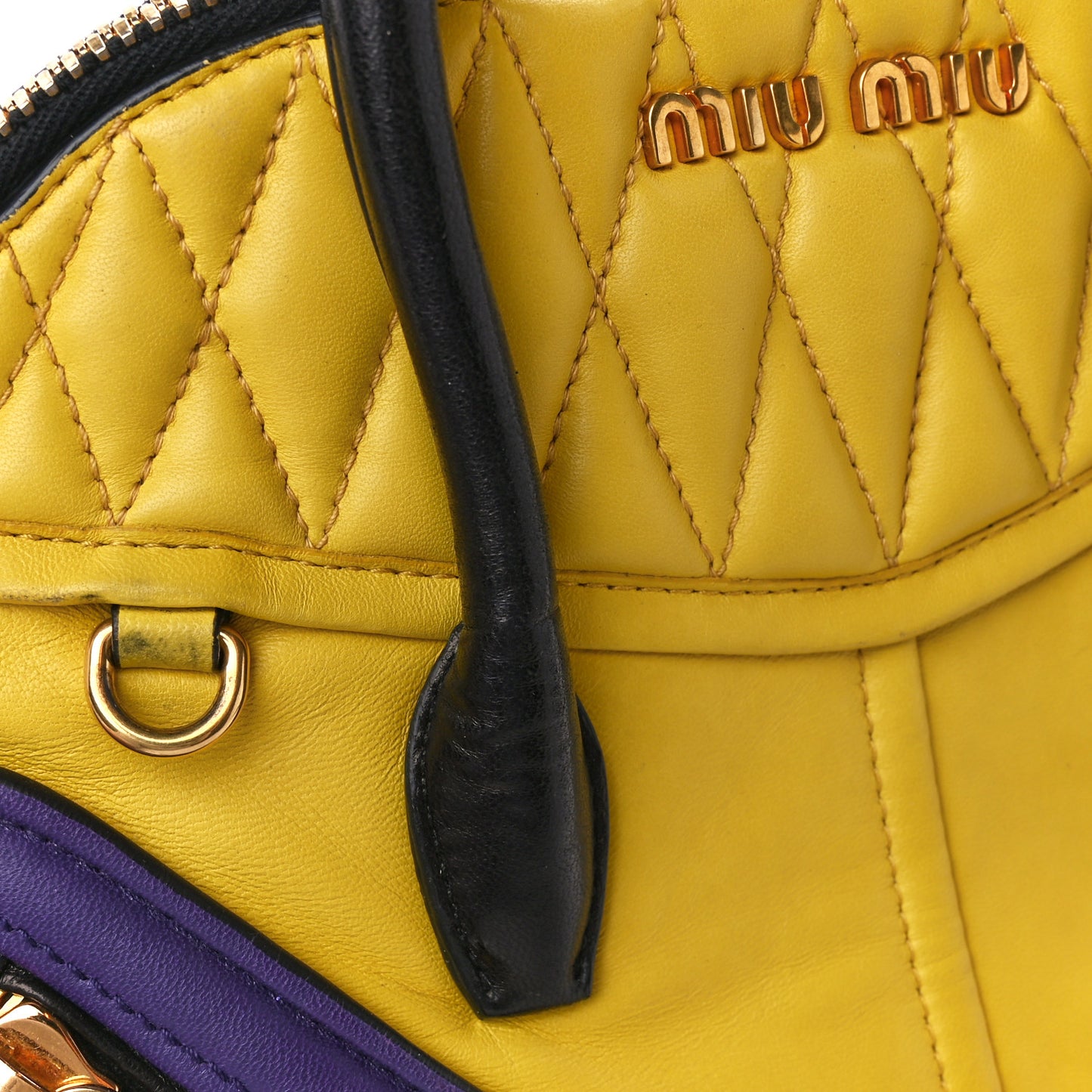 Nappa Matelasse Biker Satchel Sole Viola